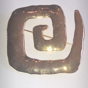 Vintage Gold Tone Retro Chunky Boho Tribal Brooch Shoulder Pin